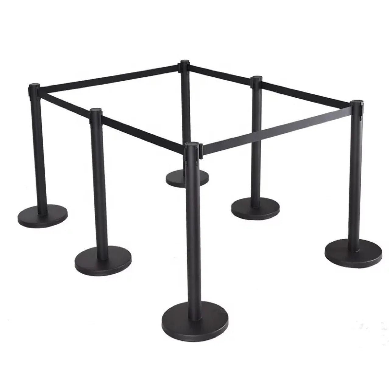 Black Retractable Barrier Posts Crowd Control Barrier Guidance Stanchion for Restaurant Hotel
