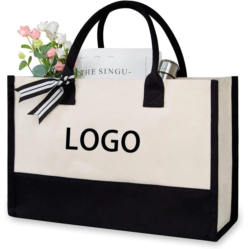 Wholesale Reusable Grocery Canvas Tote Shopping Beach Bags With Custom Printed logo