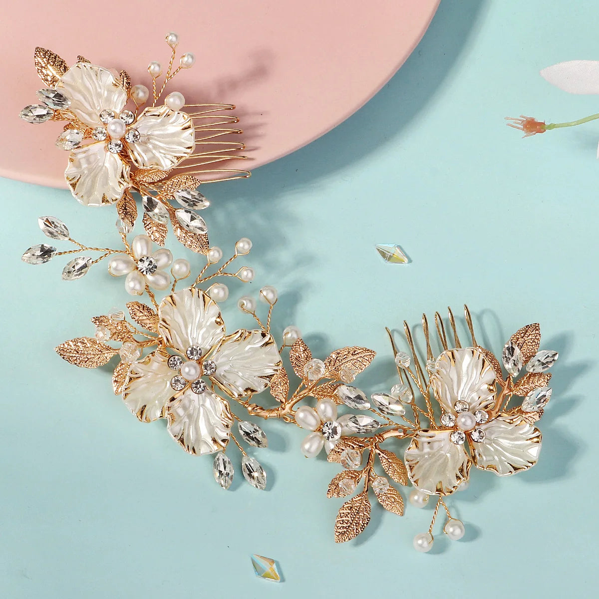 New Trend Wedding Hair Comb Gold Flower Handmade Bridal Hair Comb Hair Accessories