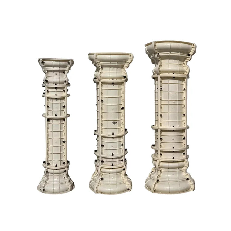Plastic White Durable European Design Round Columns Roman Pillars Mold with Film Coated Surface for Villa Wedding Decorations