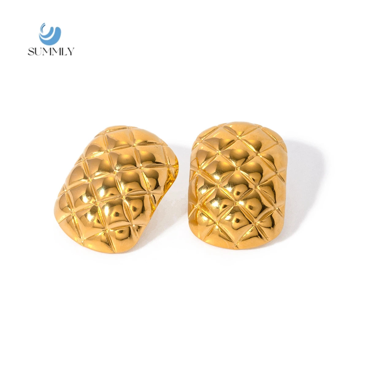 SUMMLY Vintage Jackfruit Print 18K Gold Plated Stainless Steel Earring Textured Stud Earring Fashion Jewelry