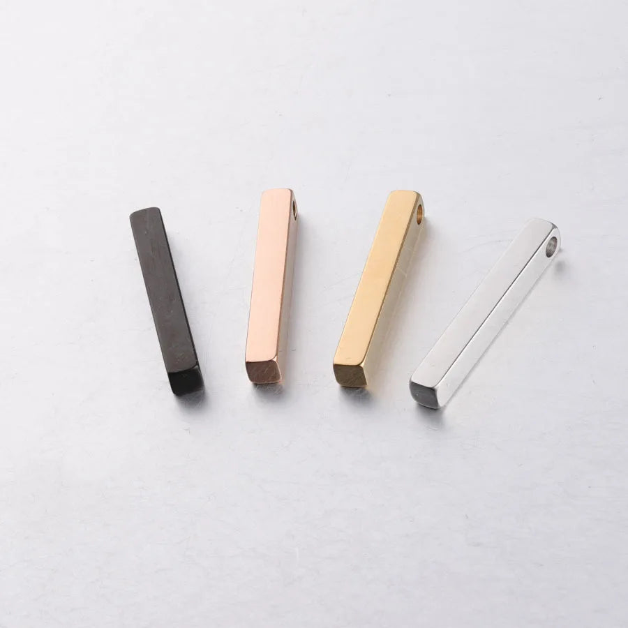 Engraved Blank Rectangle Jewelry OEM Stainless Steel Mirror Polished Engraved Pendants Colorful bar Necklace