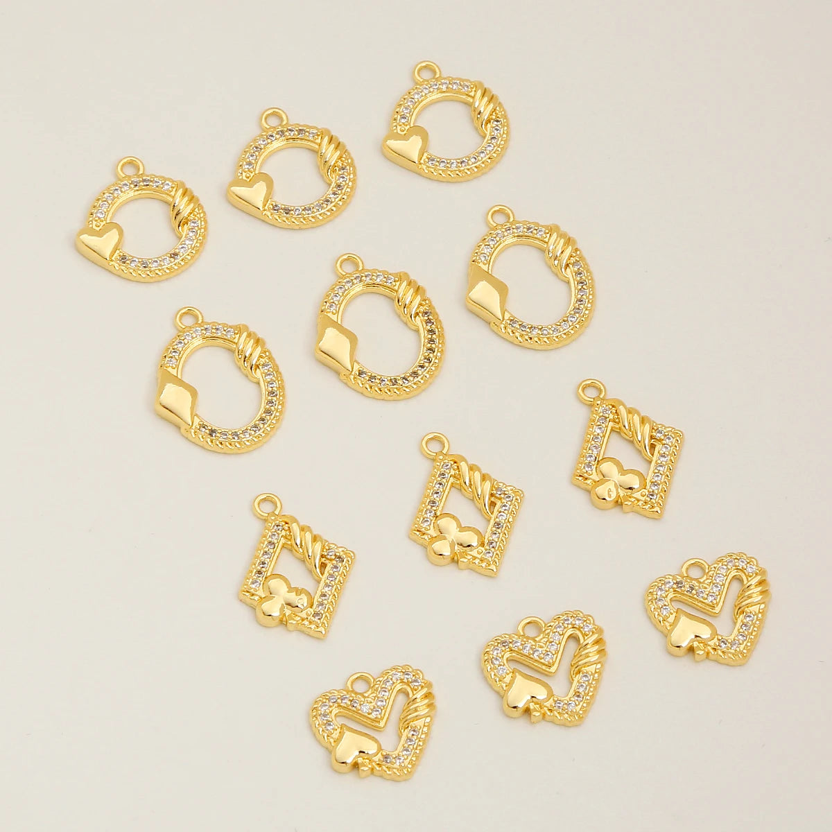 18K Gold Plated Brass Round Charms Spacers for Jewelry Making Zircon Inlaid Pendant