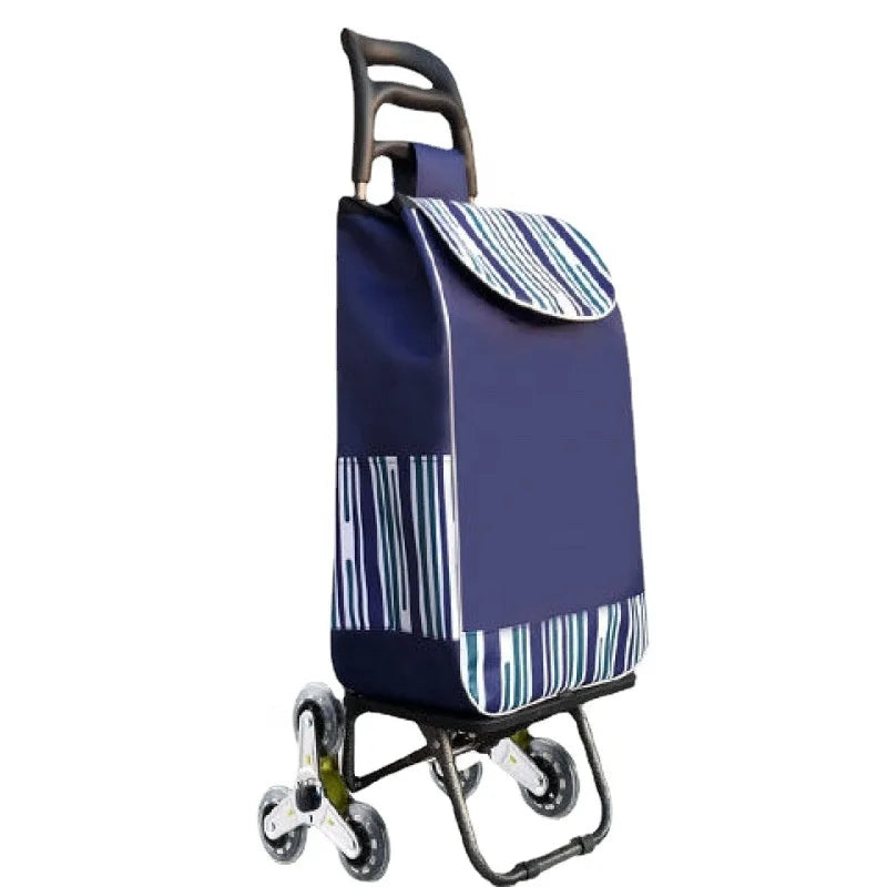 Supermarket Shopping Trolley Cart 600D Polyester Foldable with Wheels Factory Price for Kitchen Use