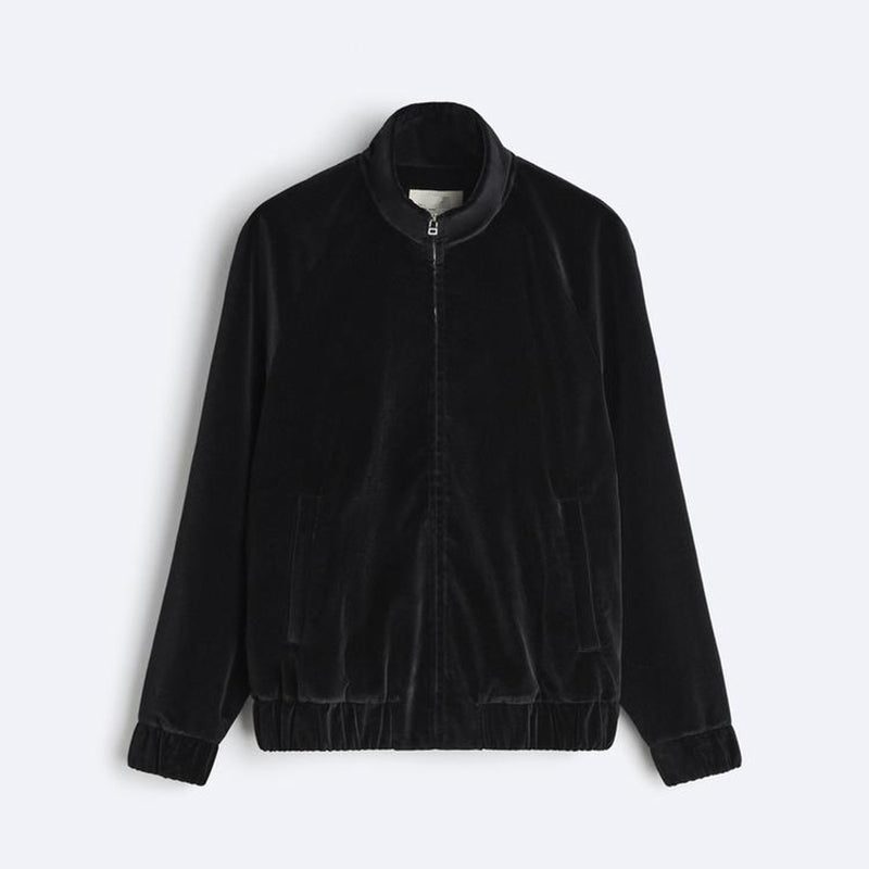 New Men's Relaxed Fit Jacket Made of Cotton Velvet Welt Pockets Elastic Hem Front Zip Closure Cotton Men's Jacket