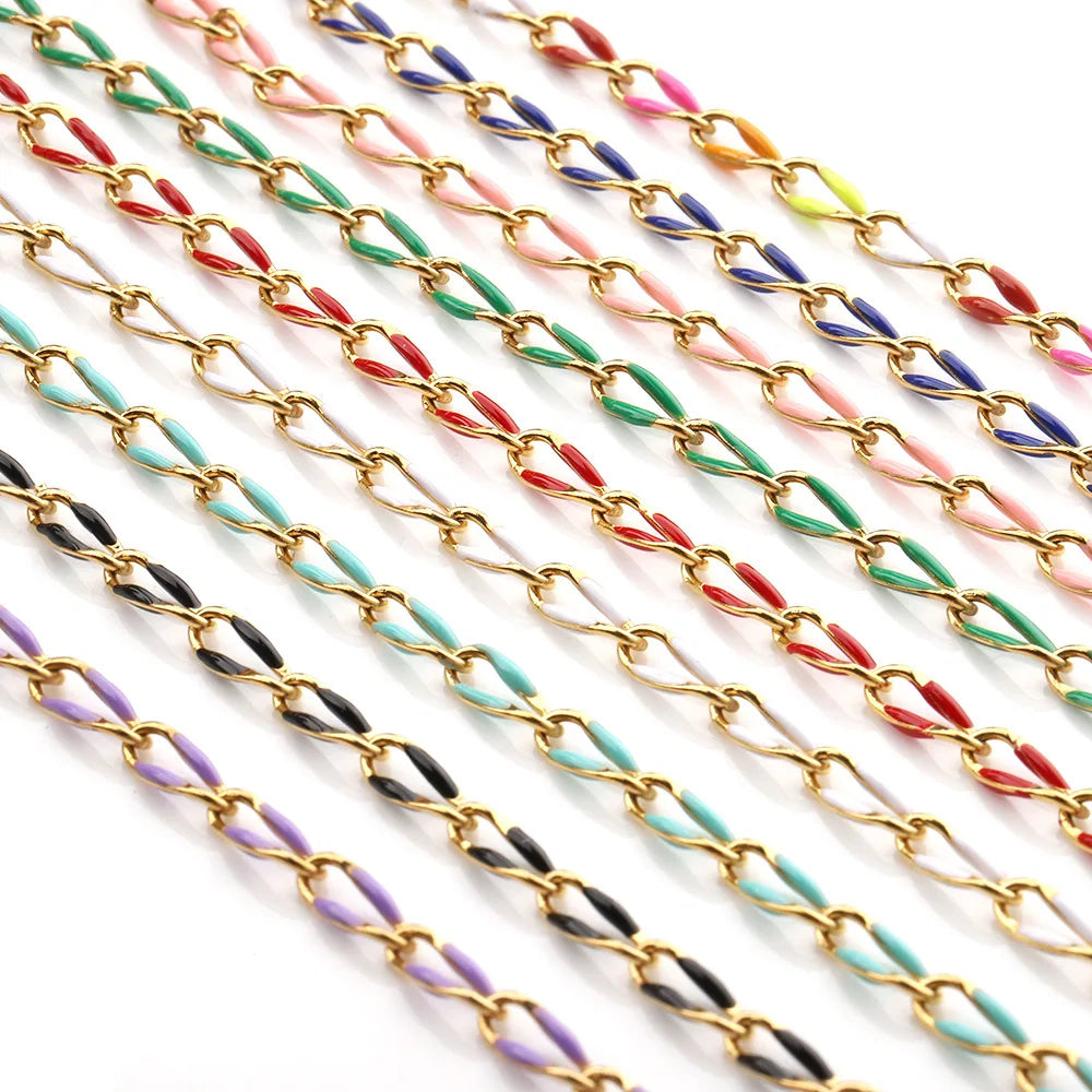 GP Enamel Stainless Steel Bulk Enamel Lip Chain Permanent Jewelry Making Wholesale