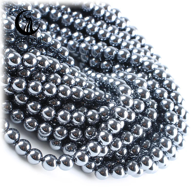 Zhe Ying 100% Terahertz Beads Loose Stone Bracelet Natural Terahertz Round Beads Real Natural Stone Beads for Jewelry Making