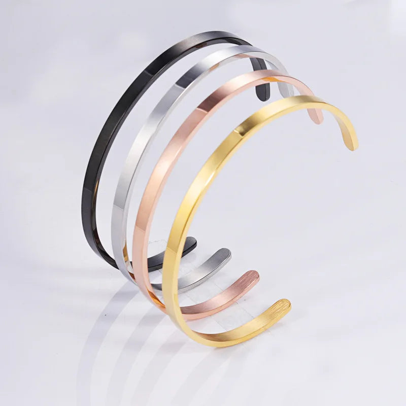 Wholesales Stainless Steel Jewelry Custom Men Women Silver 63mm Gold Plated Cuff Bracelet Bangles
