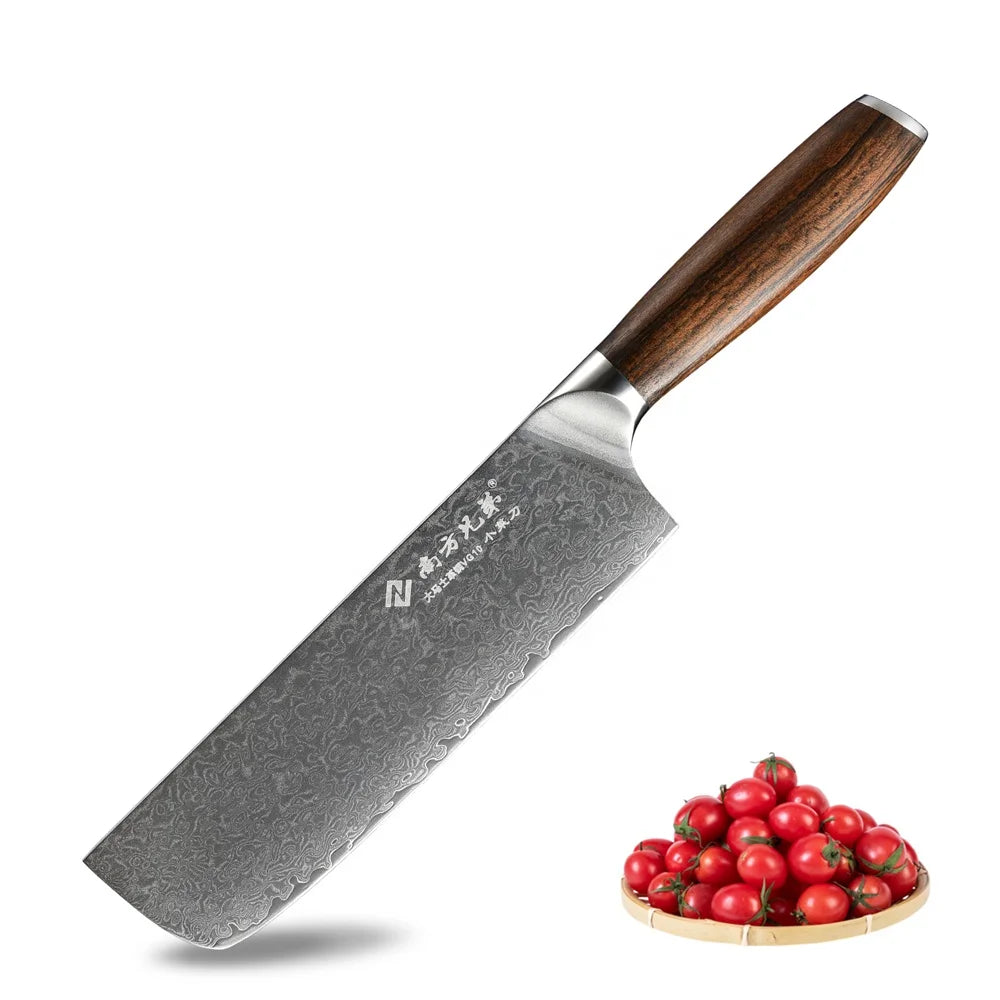Professional 7 Inch Damascus Steel High Carbon Kitchen Knives Japanese Nakiri Knife with Premium Wooden Handle