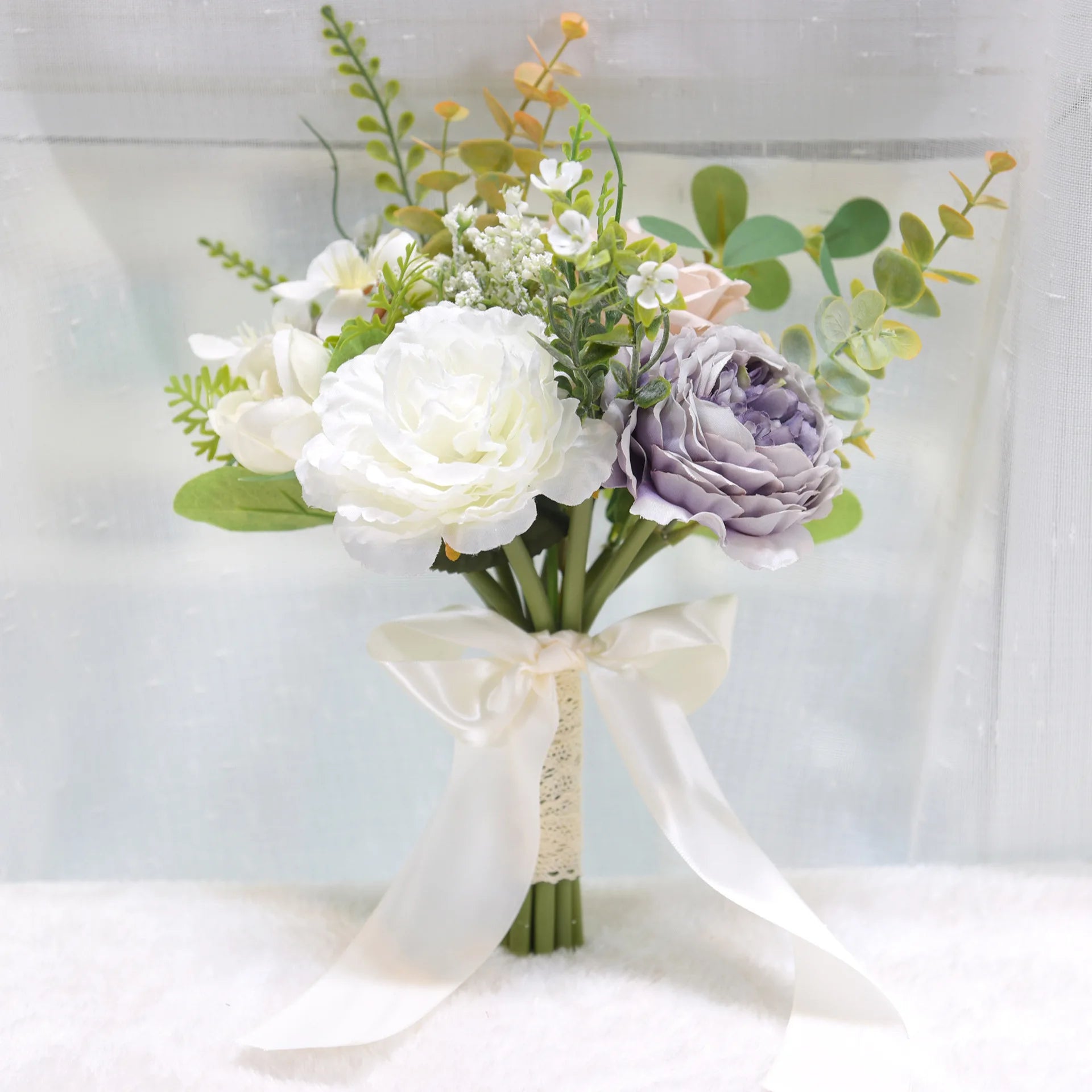 Ychon Romantic Bridal Bouquets Bridesmaid Bouquet Artificial Flowers Wedding Hand Bouquet for Brides or Bridesmaids