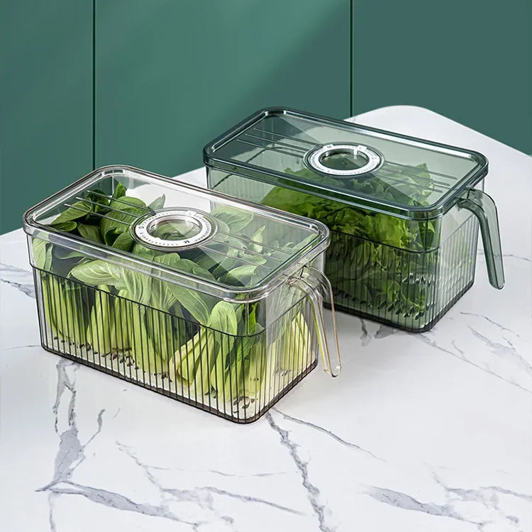 Creative Plastic Kitchen Food Fresh Storage Bin Refrigerator Storage Box Fridge Storage Container With Handle Lid