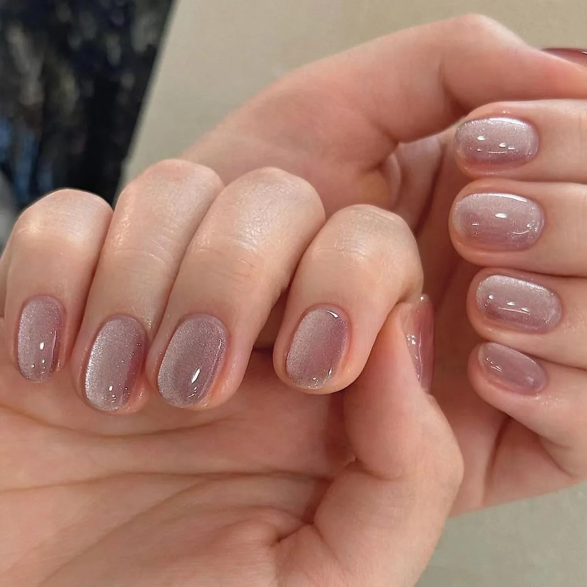 Dropshipping 24 Pcs Korea Imported ABS 3269 Nude Pink Cat Eye Acrylic Press on Nails Artificial Fingernail Customize False Na