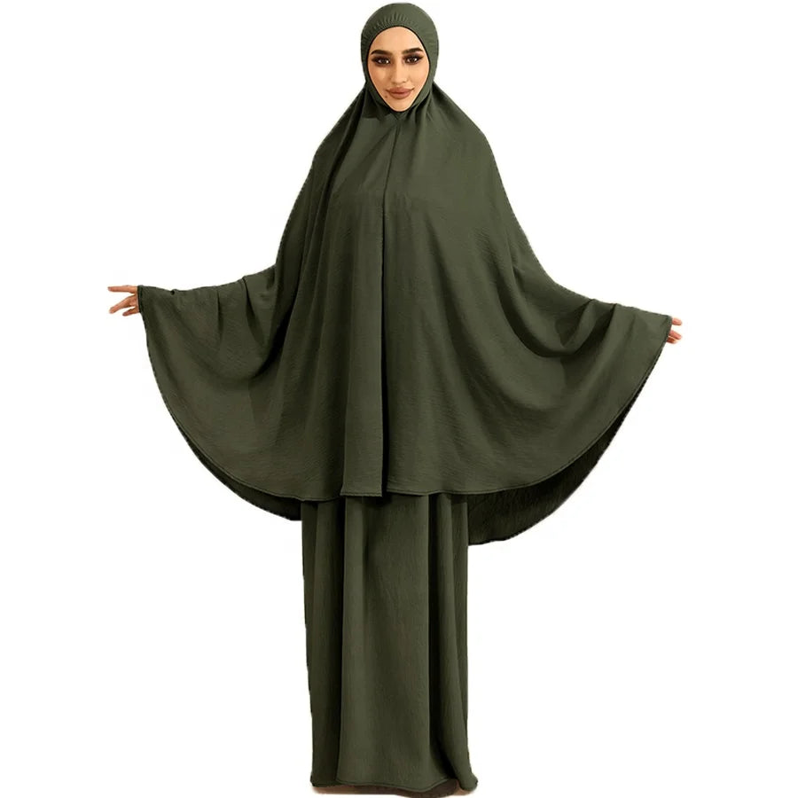 2024 New Fashionable Pleated Women's Muslim Abaya Traditional Muslim Clothing Abaya Set
