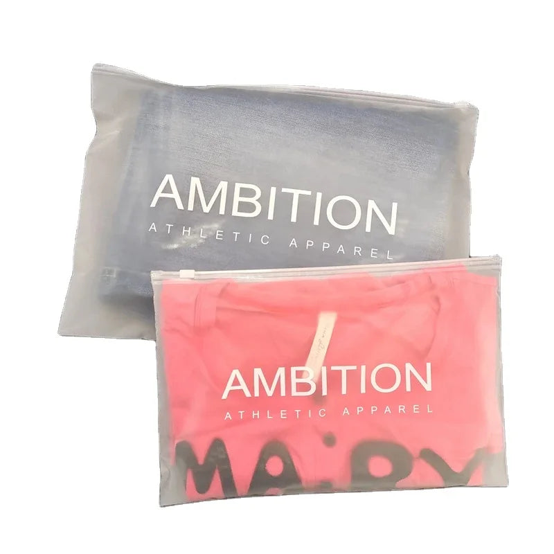 Custom Frosted T Shirt Swimwear Underwear Socks Clothing Slider Zipper EVA PP LDPE BOPP Plastic Packaging Bags