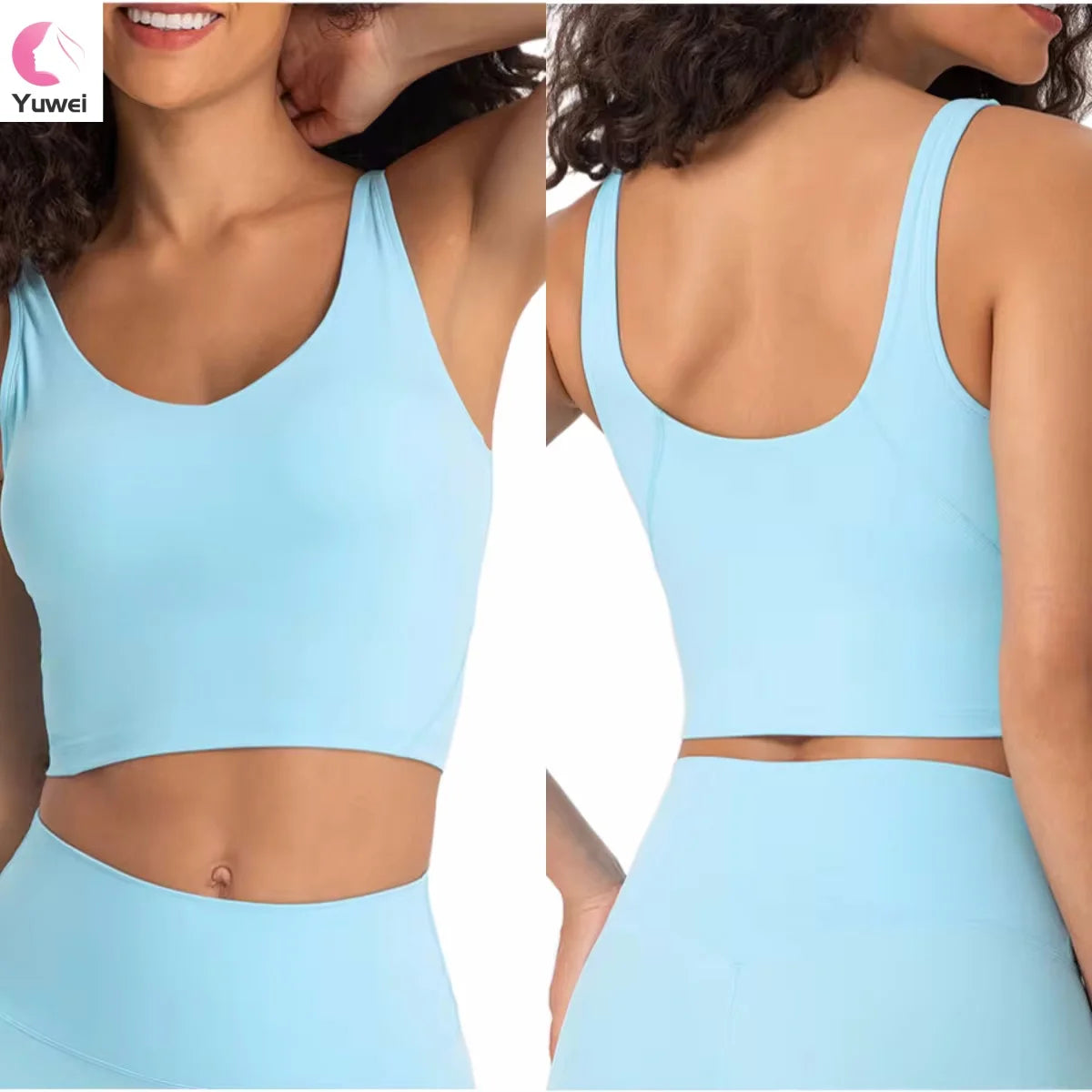 Womens U Back Longline Sports Bra Padded Yoga Bra Crop Top Workout Tank Top Yoga Bra