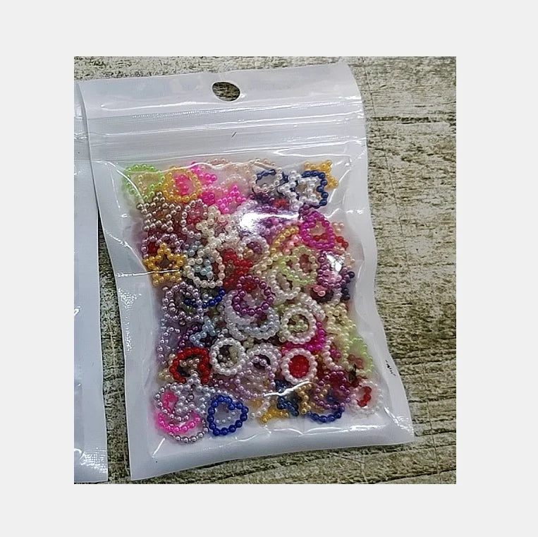 Mixed Colorful Hollow Star Heart Circle Flatback Pearls 12mm 10 Grams Bag for 4th July Theme DIY Craft Decoration