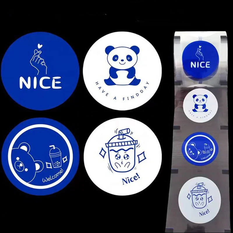 NICE Pattern Plastic Cup Sealing  Film 3000pcs Cups 1 Roll up Order Sealing Film for 90mm 95mm Disposable Plastic PP Cups