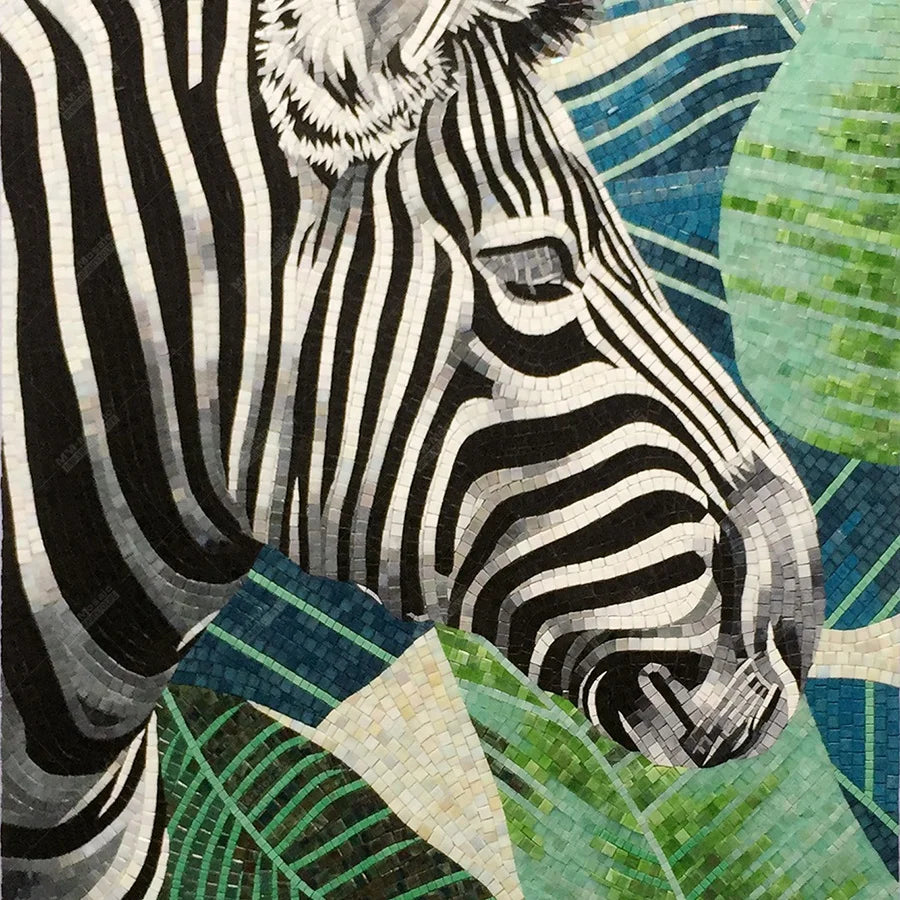 Hotel Villa Project Foshan Factory Customized Handcut Glass Zebra Horse Animal Picture Wall Art Mosaic Tile Murals for Sale