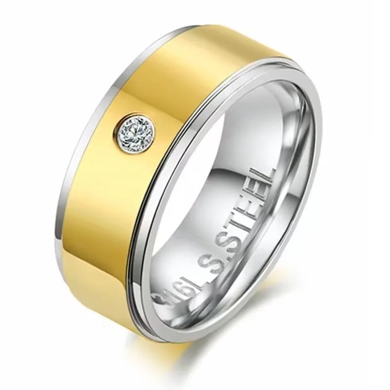 Stainless Steel Ring Diamond Zircon Stainless Steel Women Men Wedding Couples Ring