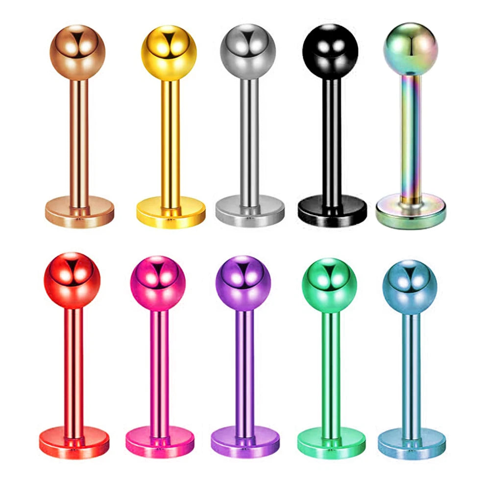 Stainless Steel Labret Piercing Set 12G Tragus Piercing Stud Lot Labret Stud Lip Ring Bulk Cartilage Earring Stud Helix 11 Co