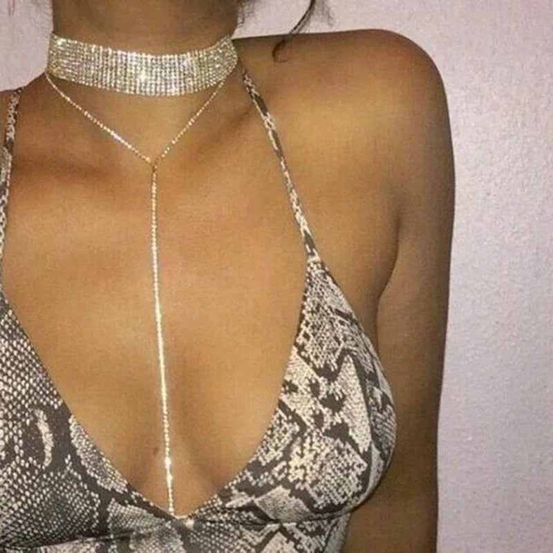 DAIHE SET-3492 Wide Tassel Neck Bracelet and Earrings Set Three-piece Luxury Party Exquisite Set