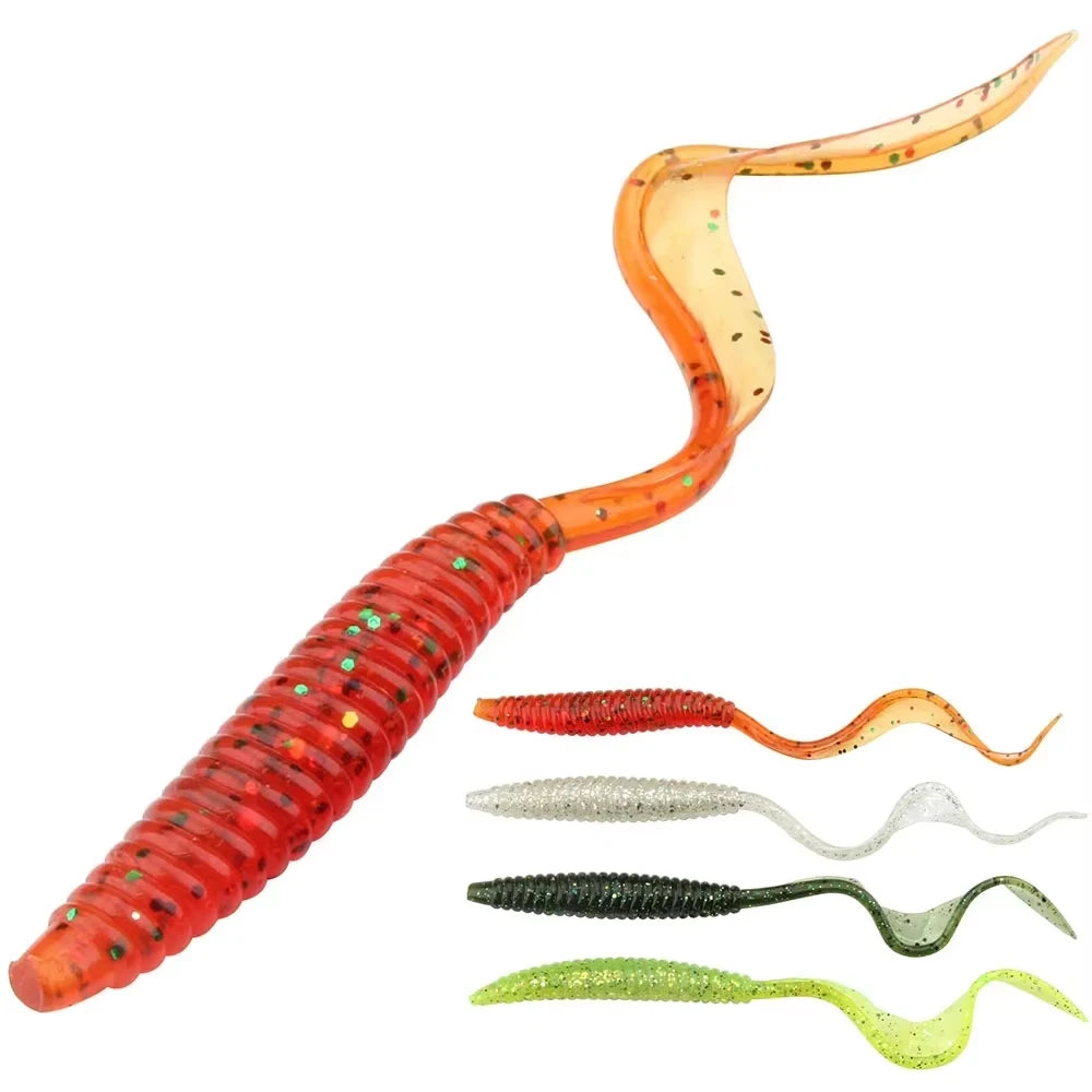 Spinpoler Fishing Lure Soft Worm 13cm/18cm Fishing Grub Bait Artificial Lures PVC Soft Bait Long Tail Swimbait Curl Worm