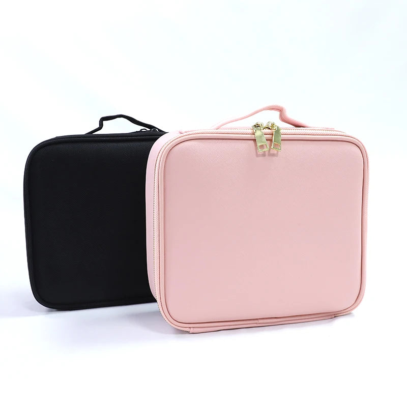 Cosmetic Capacity Portable Makeup Brush Travel Case 3-Layer Nylon Bag Candy Pattern Zipper Closure Water Resistant Marble Sty