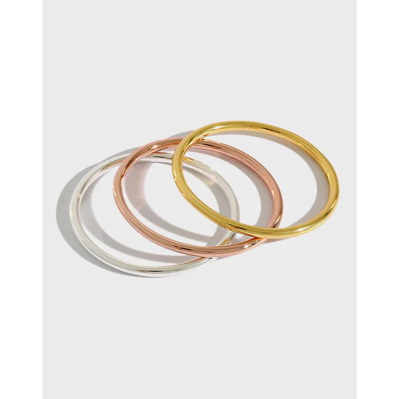 S925 Sterling Silver Thin Ring for Women Glossy Line Minimalist Wedding and Party Accessory