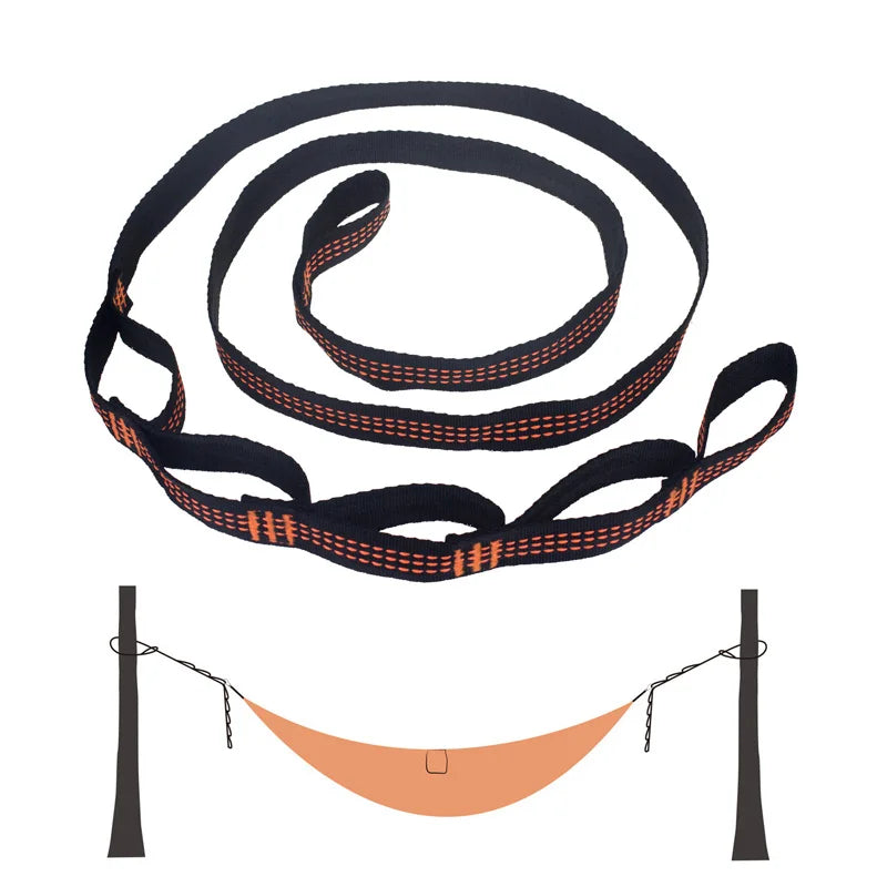 Customize Pair of Hammock Straps 2 Meters 5 Loops Adjustable Tree Hanging Belts Hammock Ropes