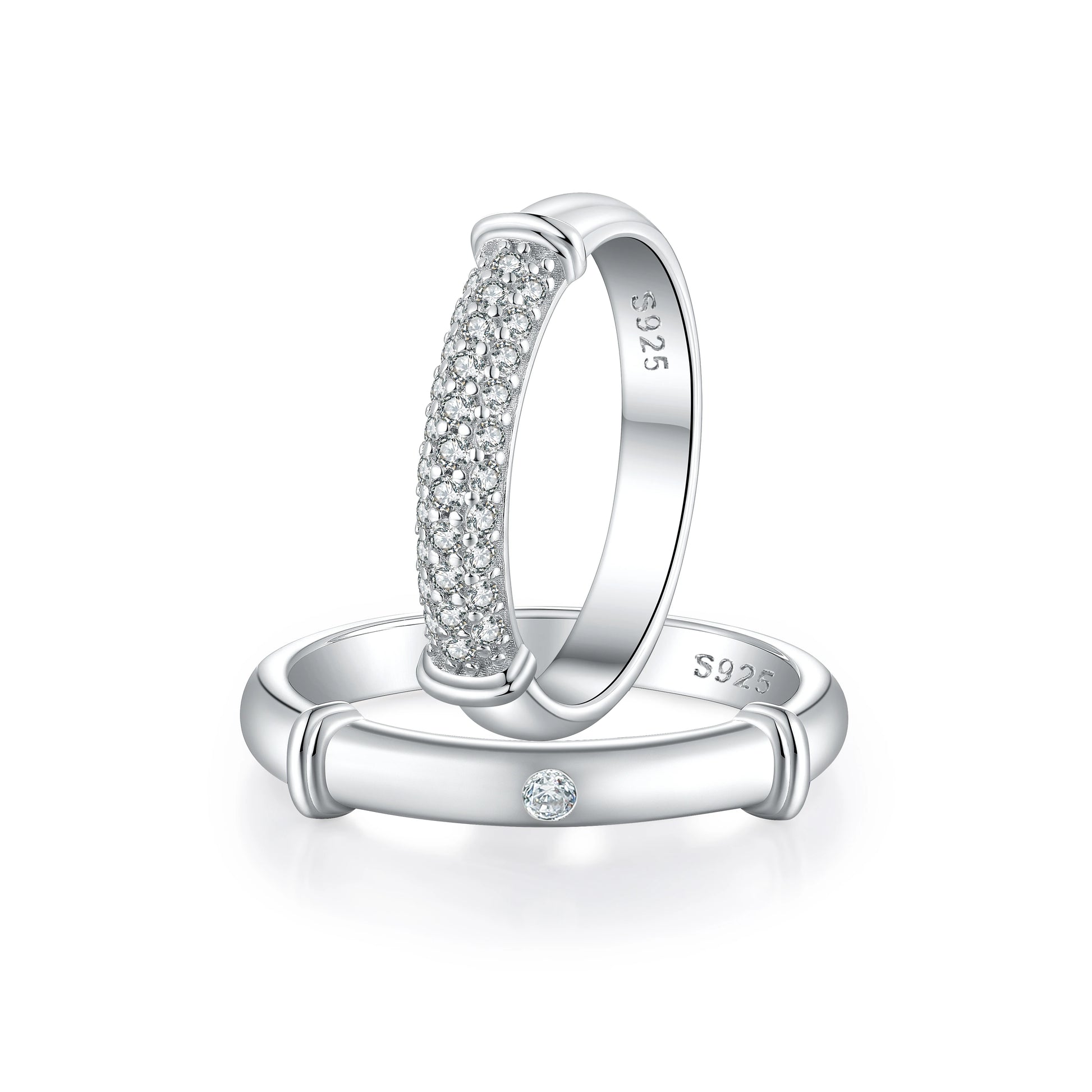 Personalized Original 925 Sterling Silver Rings Wedding Rings Couple Set 3A Zircon Engagement Fine Jewelry Finger Ring for Wo