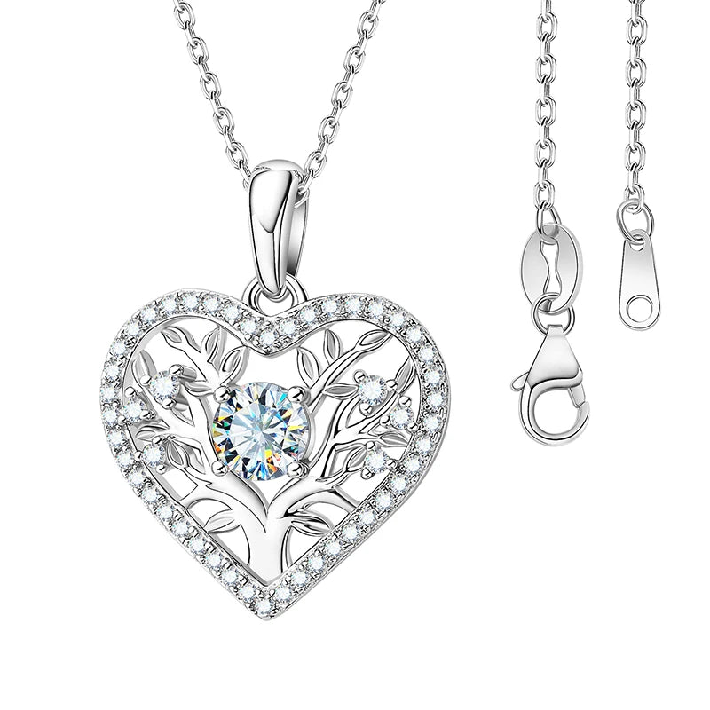 Tree Life Love Design  1ct VVS Silver 925 Chain Diamond Pendant  Moissanite Necklace