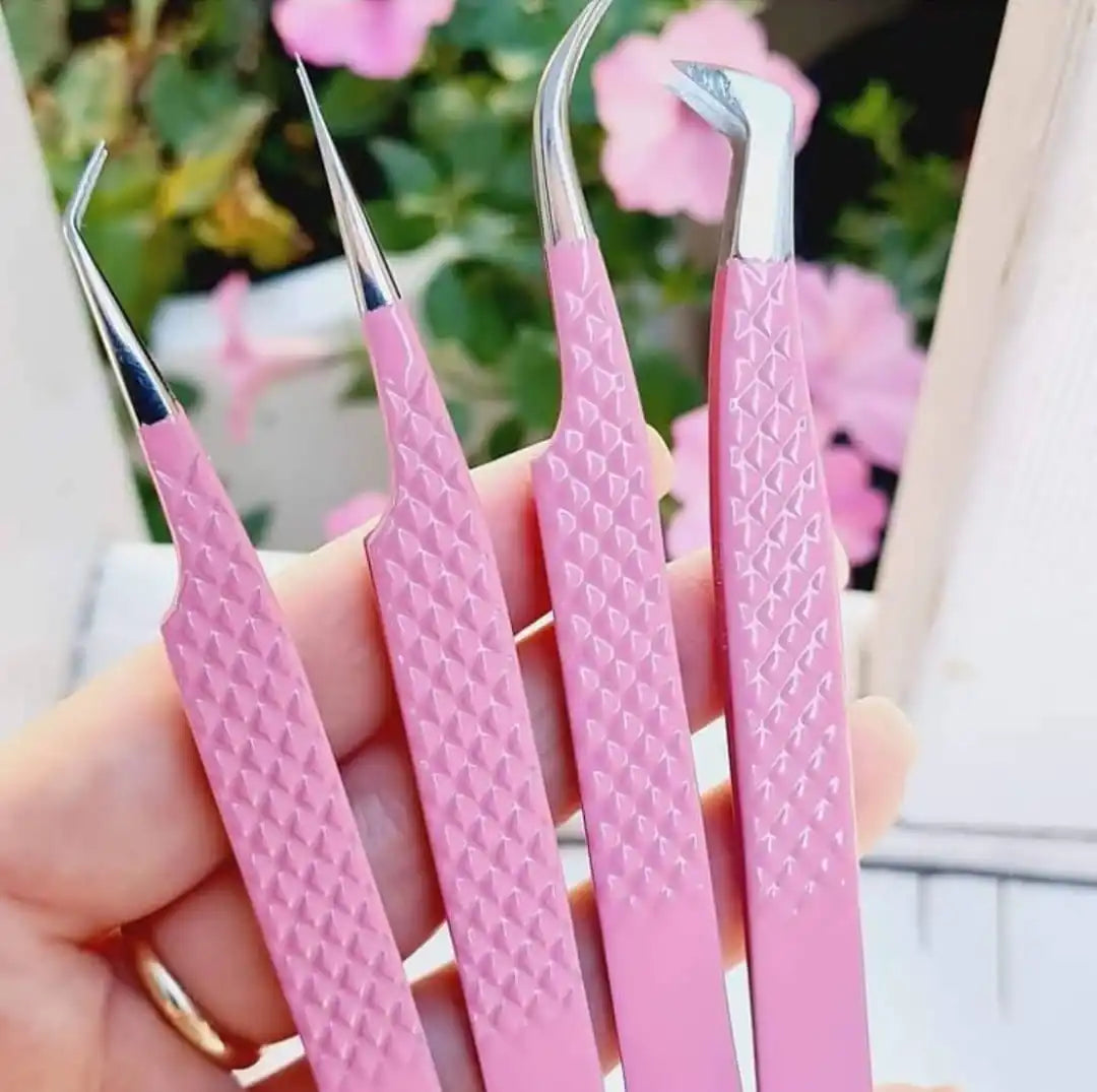 Custom Logo Professional Fiber Tip Lash Grafting Nano Grip Tweezer 90 45 Degree Volume Eyelash Tweezer Eyelash Extension Twee