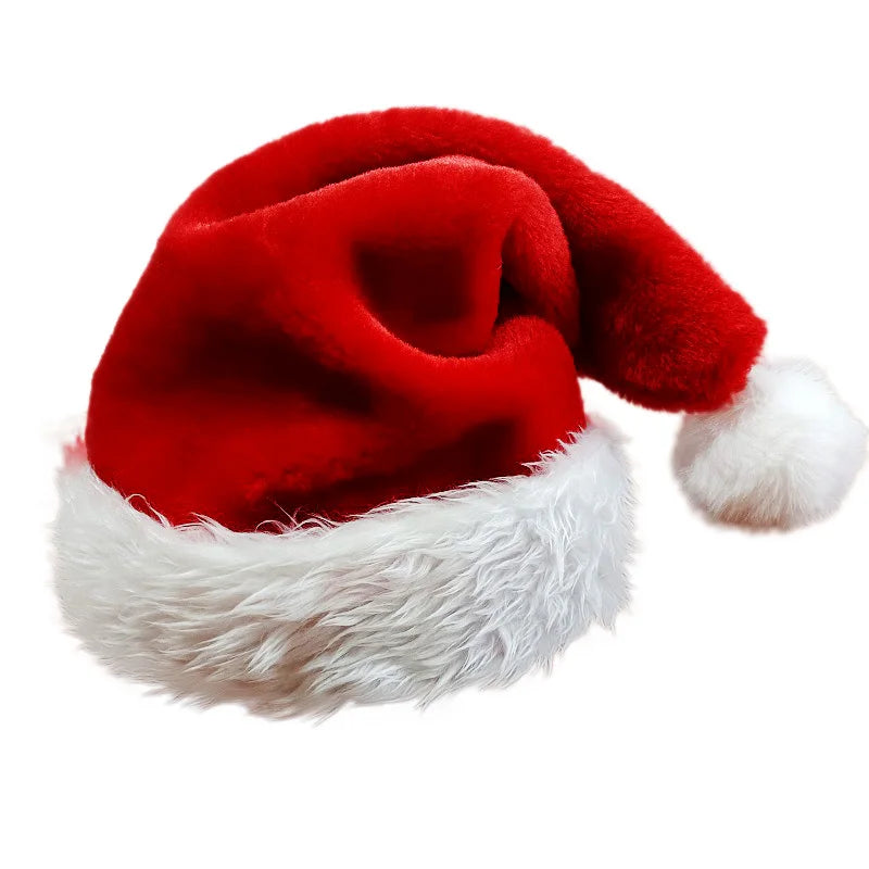 New Luxury High Quality Eco-Friendly Soft Extra Large Faux Fur Plush Santa Hat Christmas Caps for Decoration