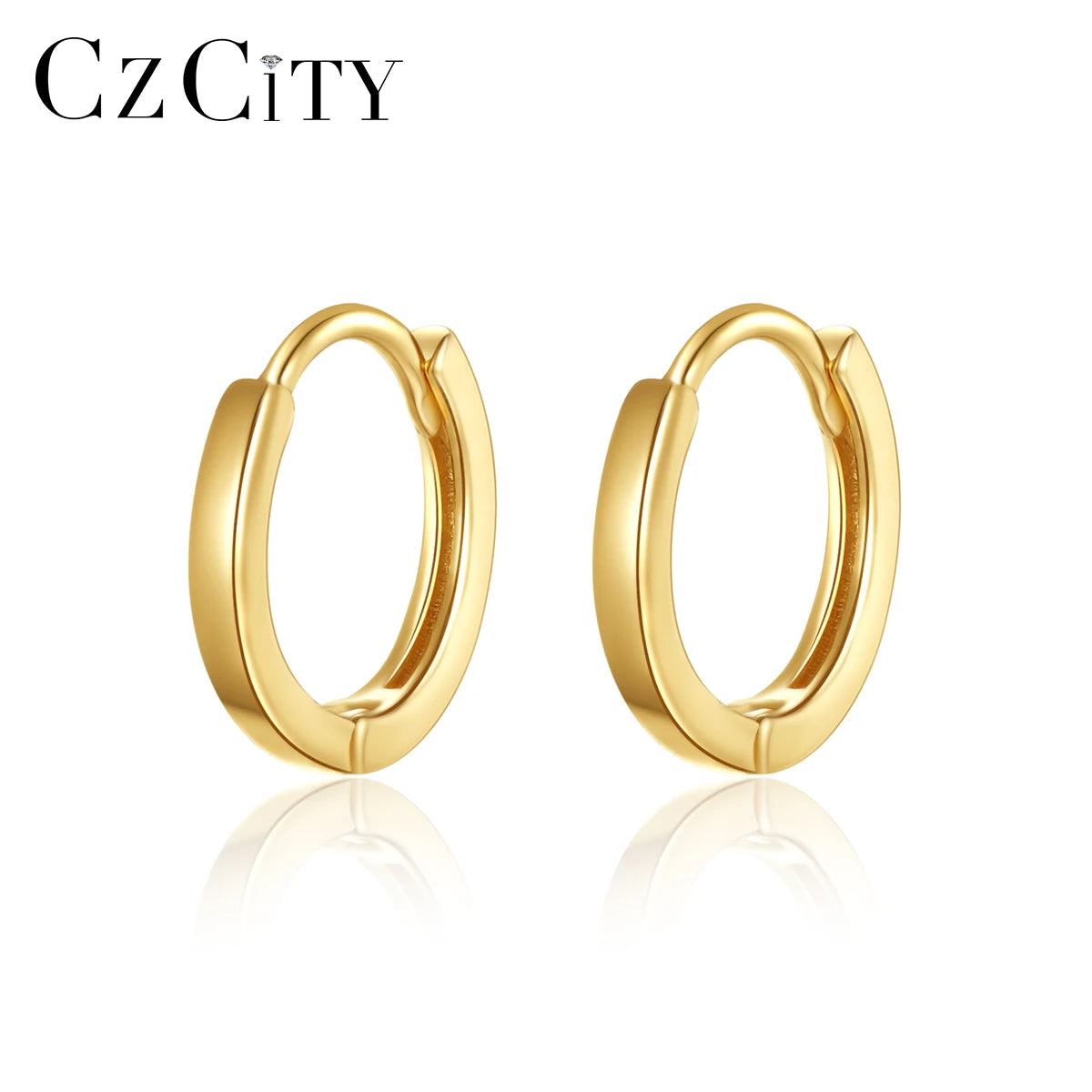 CZCITY Geometric Woman Korean 925 Sterling Silver Hoop Minimalist Metal Hot Sale Earing Round Earrings