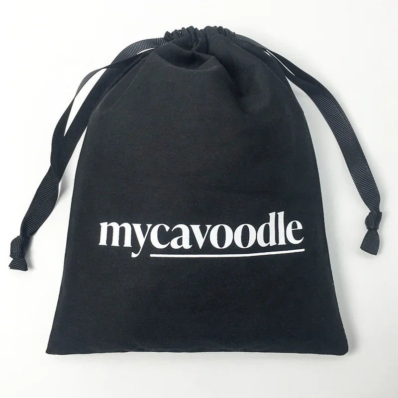 Custom Large All Black Eco-Friendly Cotton Canvas Fashion Handbag Pouch Drawstring-Lady Dress Shoe Storage Dust Bag (Custom