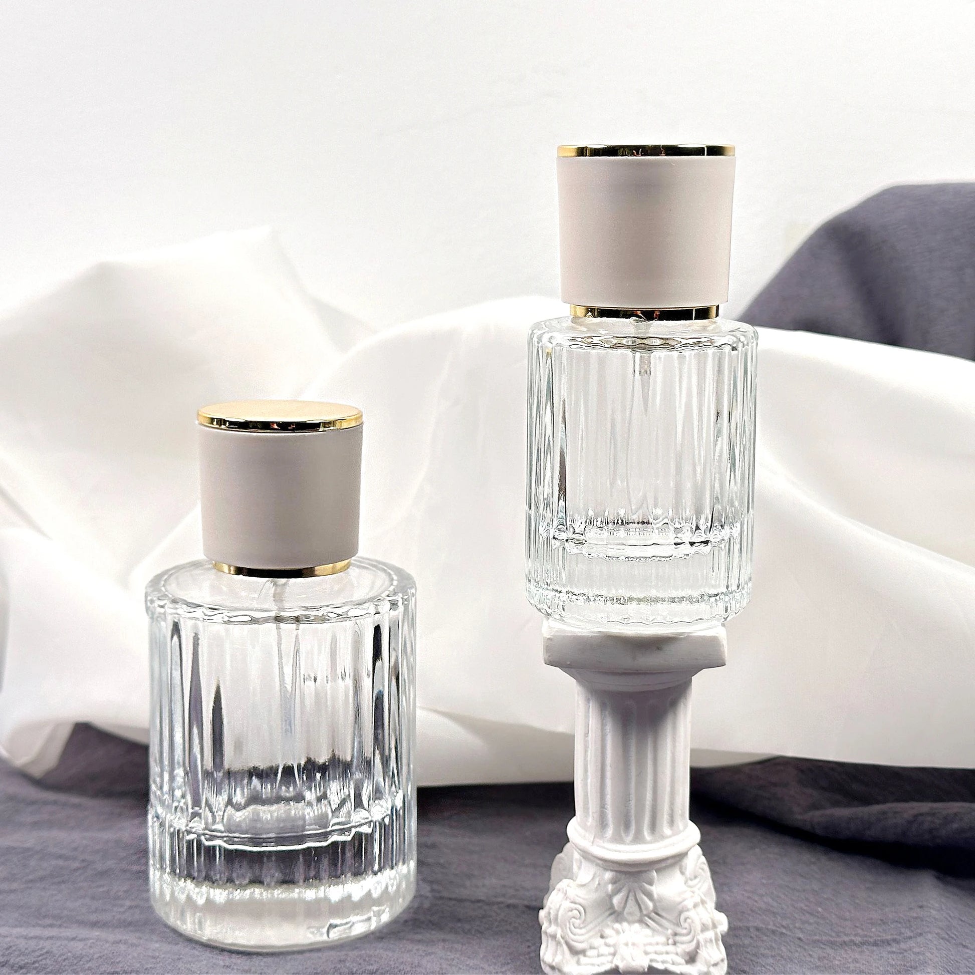 Branded Perfume Bottle 30ml 50ml 100ml Men Woman Spray Vertical Stripe Perfume Bottle