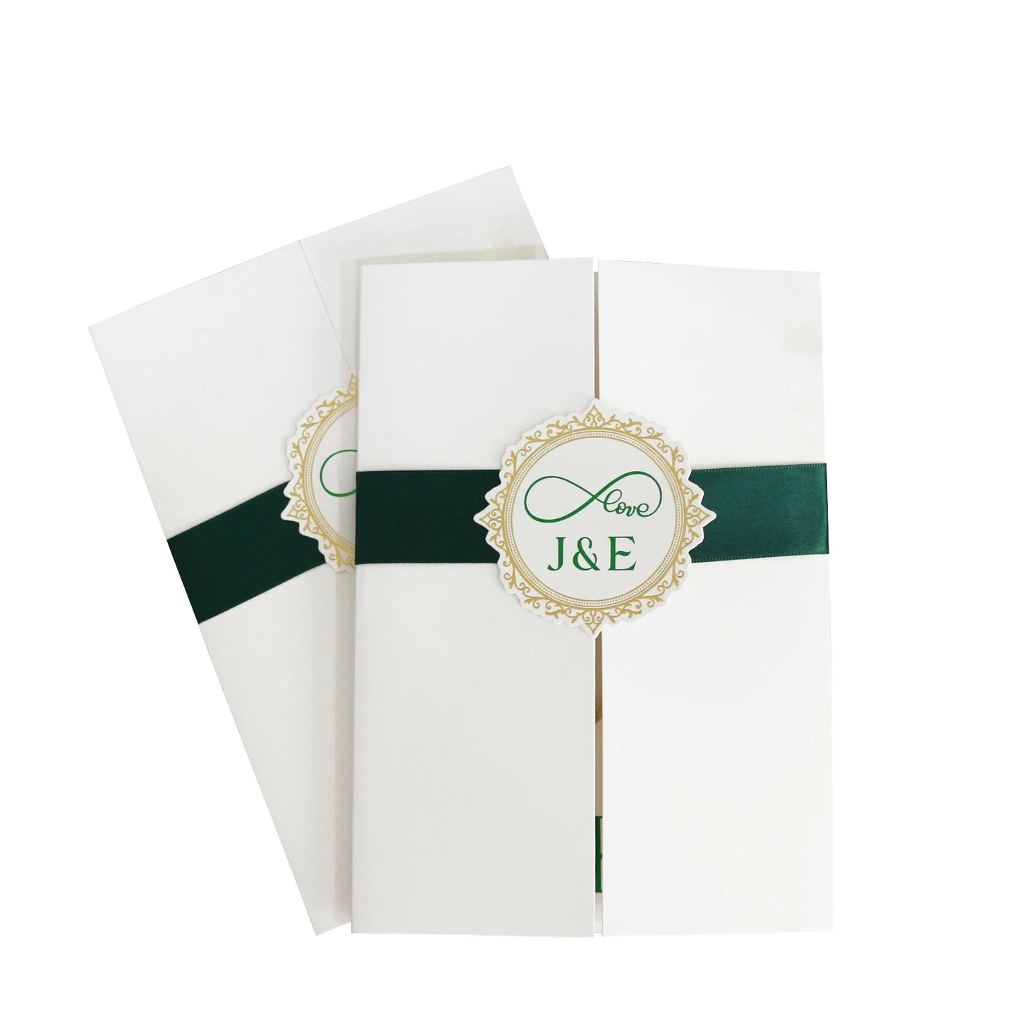 DIY Custom Printed Tri Fold Pocket With Custom Monogram Paper Tag & Ribbon