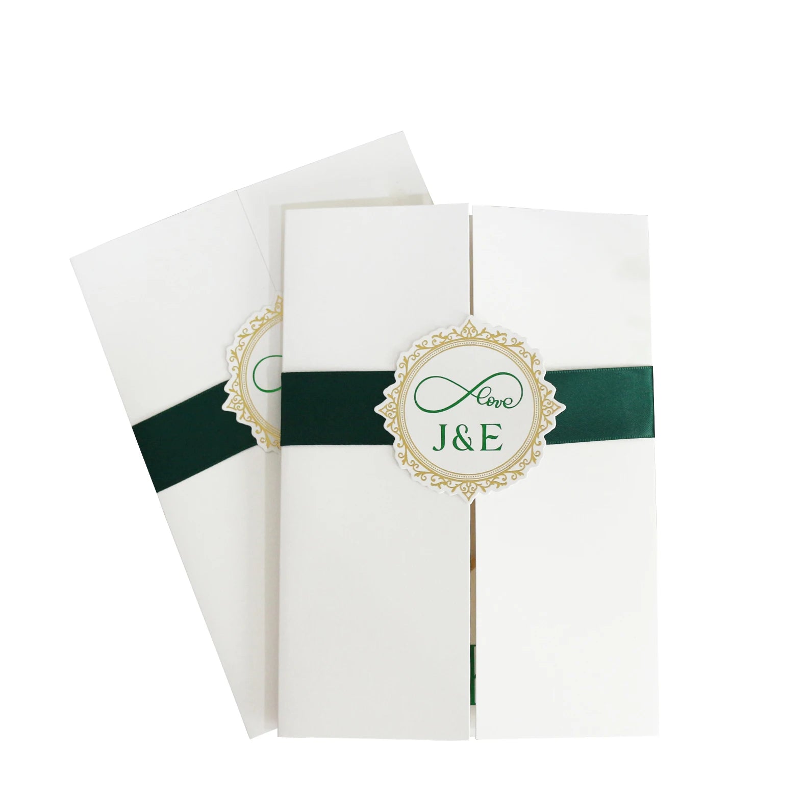 DIY Custom Printed Tri Fold Pocket With Custom Monogram Paper Tag & Ribbon