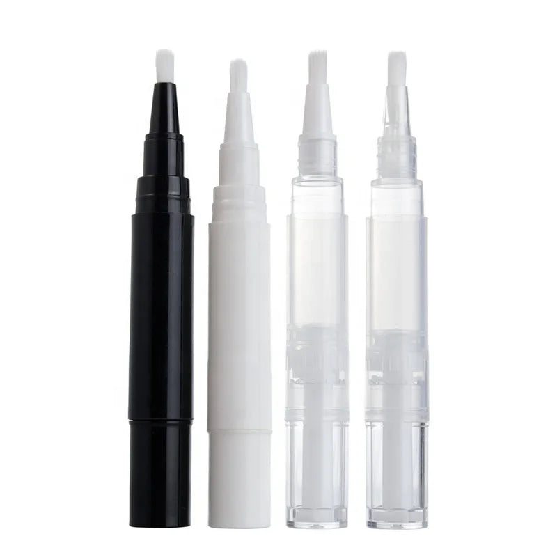 LZ Pack Stock 100pcs 5ml Clear Black Twist Teeth Whitening Pen Dispenser Bottle Custom Private Label Cuticle Oil Pen With Bru