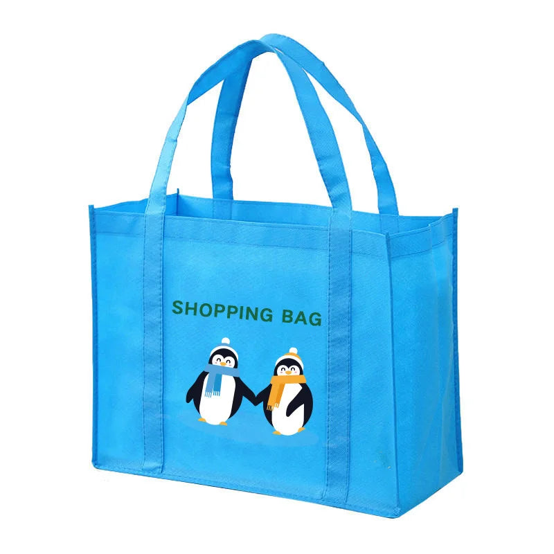 Customisable Logo Eco-Friendly Large Blue Non-Woven Laminated Shopping Bag Portable Design with Fashion Print Recyclable