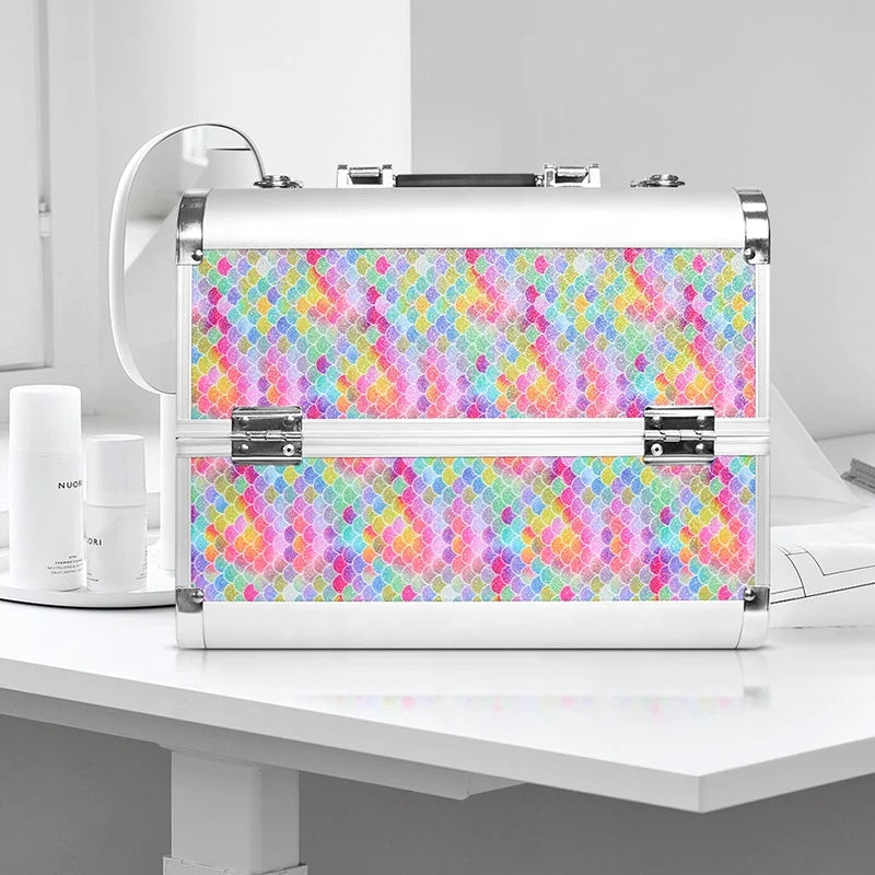 Wholesale Custom Professional Makeup Artist Suitcase Double Door Nail Convenient Storage Colorful Aluminum Alloy Water Resist
