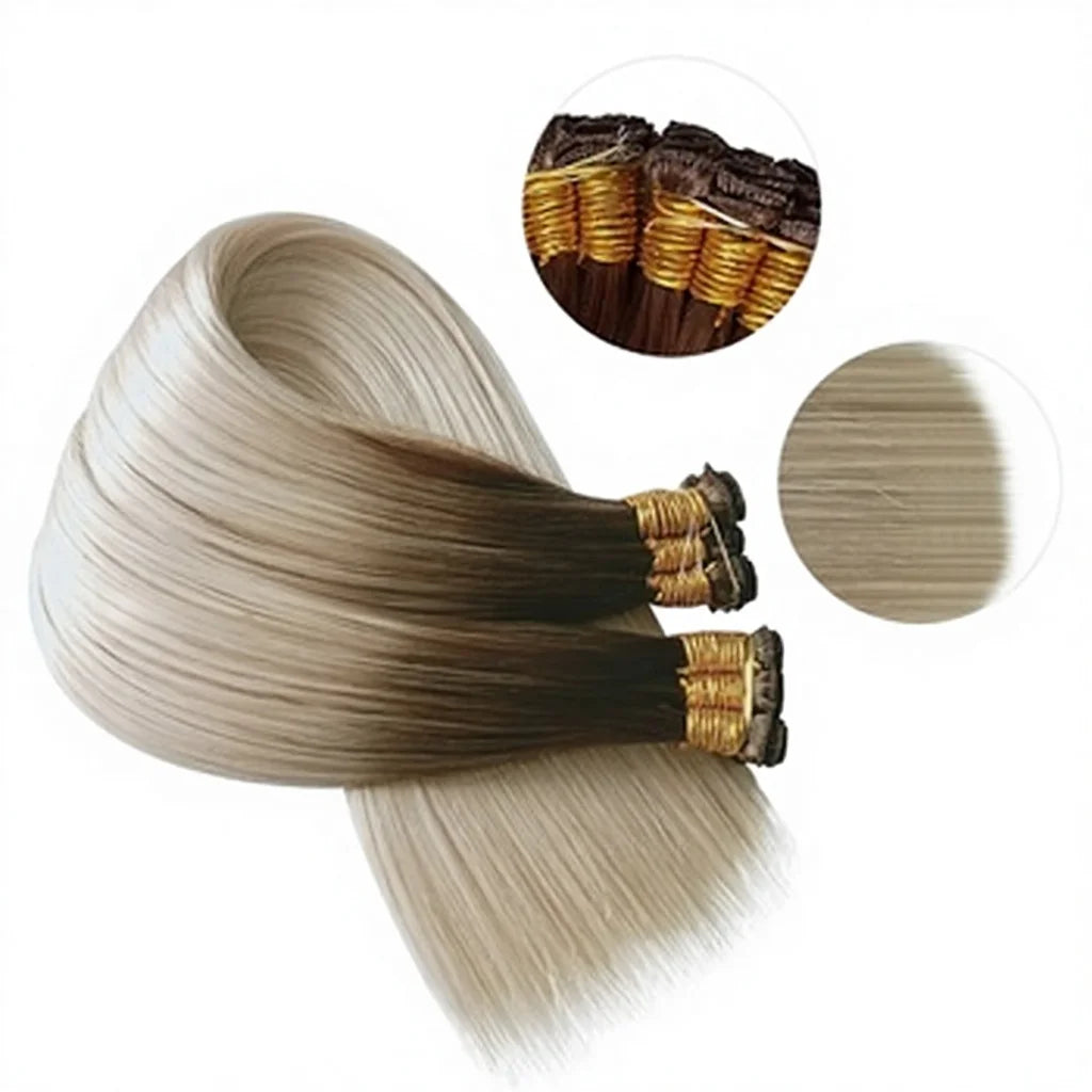 Hot Selling Luxury Unprocessed Virgin Russian Remy Straight Cuticle Aligned Machine Double Weft Human Hair Extensions All Col
