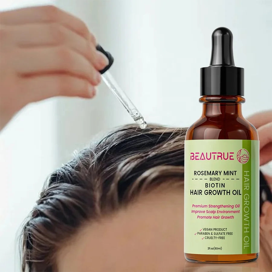 Custom Logo Best Rosemary Mint Biotin Hair Growth Oil for Baldness Scalp Repair Hair Oil Anti Hair Loss Regrowth Treatment