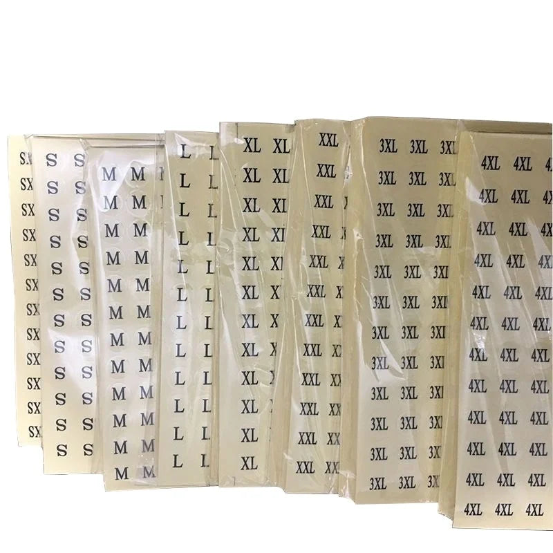 Size With Circle on Transparent Background Adhesive Apparel Size Stickers