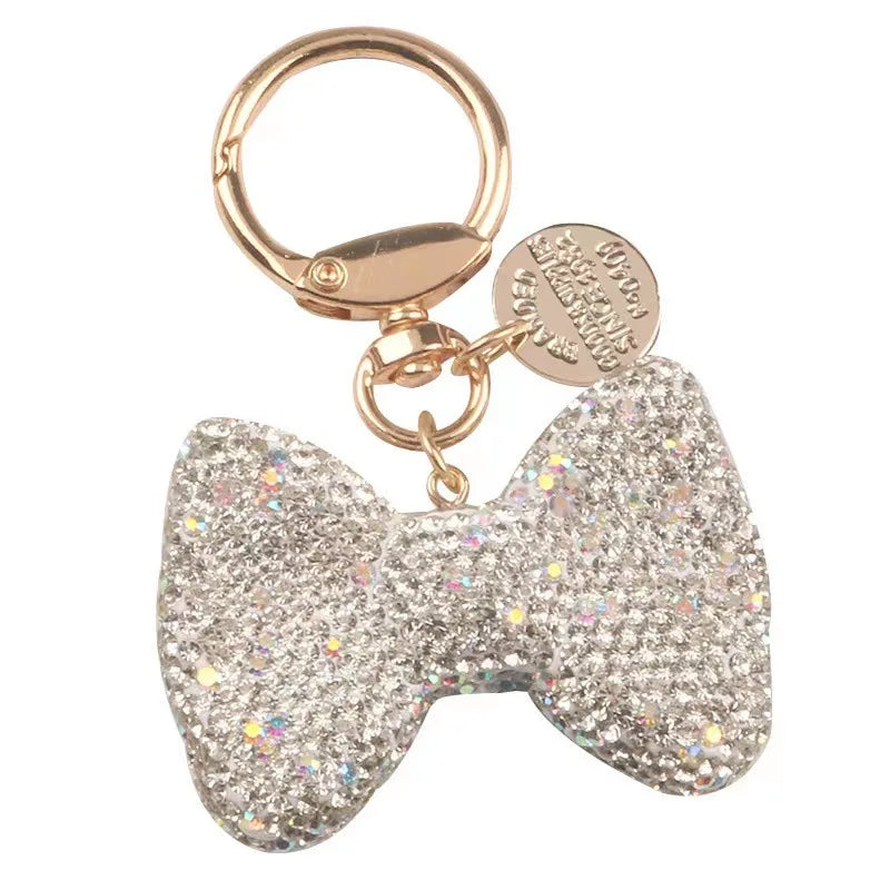 Creative Couple Gifts Full Diamond Bow Keychain Bling Crystal Rhinestone Bow Key Chains Charm Pendant Bow Keychain Cheer Keyr
