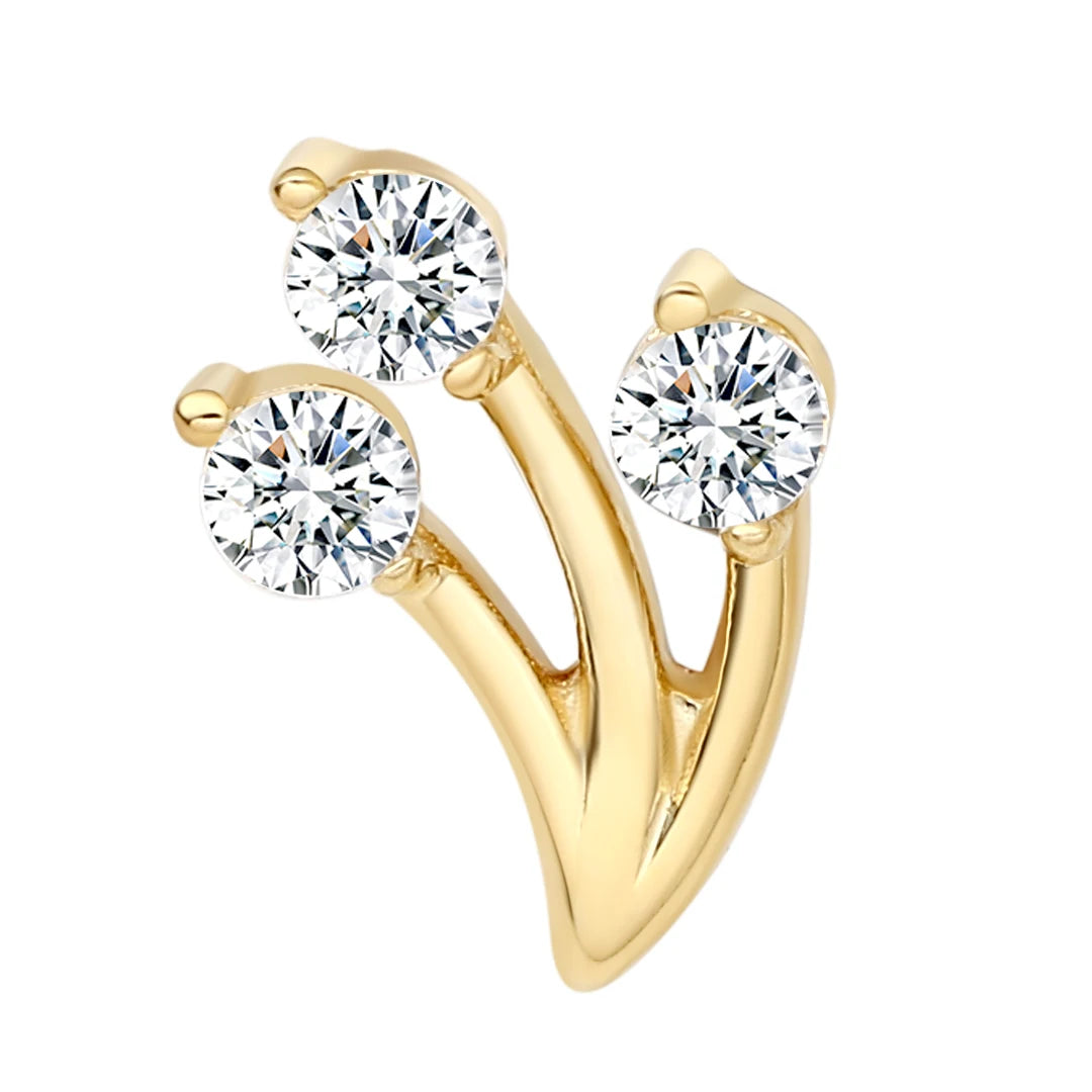 Eternal Metal 14K Solid Gold 5A Zircon Paved Orchid Romantic Ear&Nose Piercing Cartilage Tragus Jewelry Internally Threaded E