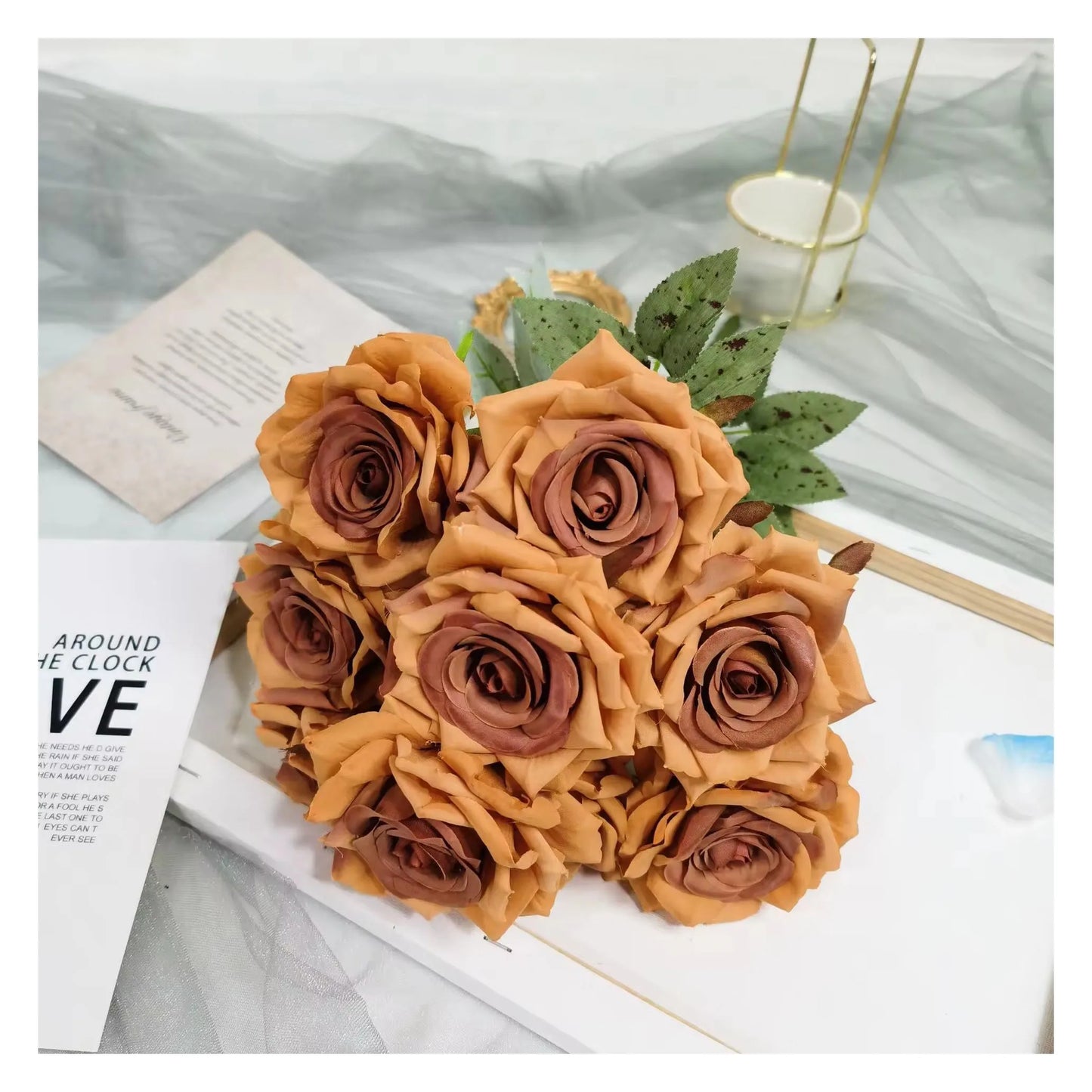 Wholesale Cheap Price Faka Floral Wedding 9 Head Rose Faux Silk Flowers Home Decoration Artificial Rose Bouquet