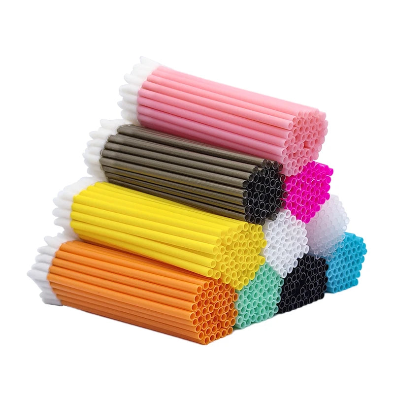 Eyelash Colorful Cleaner Scrub Exfoliator Cotton Makeup Wand Lipstick Handle Applicator Tool Gloss Disposable Lip Brush