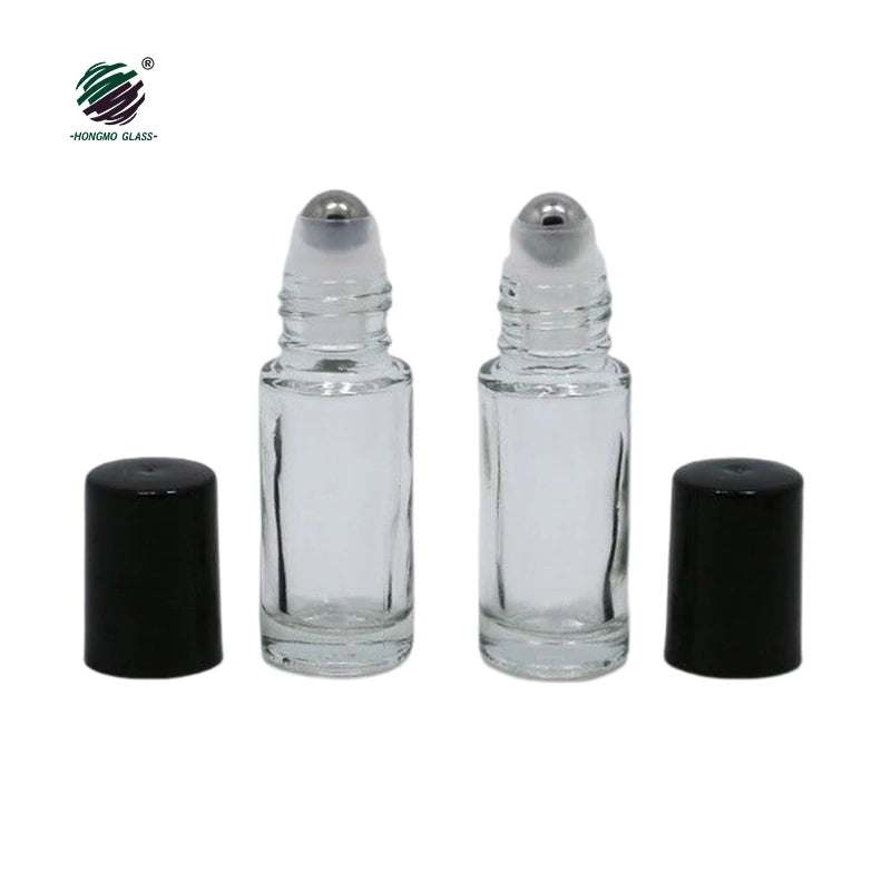 Hongmo Rollon 5ml Perfume Oil Luxury Perfume Bottle Glass Roll on Bottles Stainless Steel Roller Ball