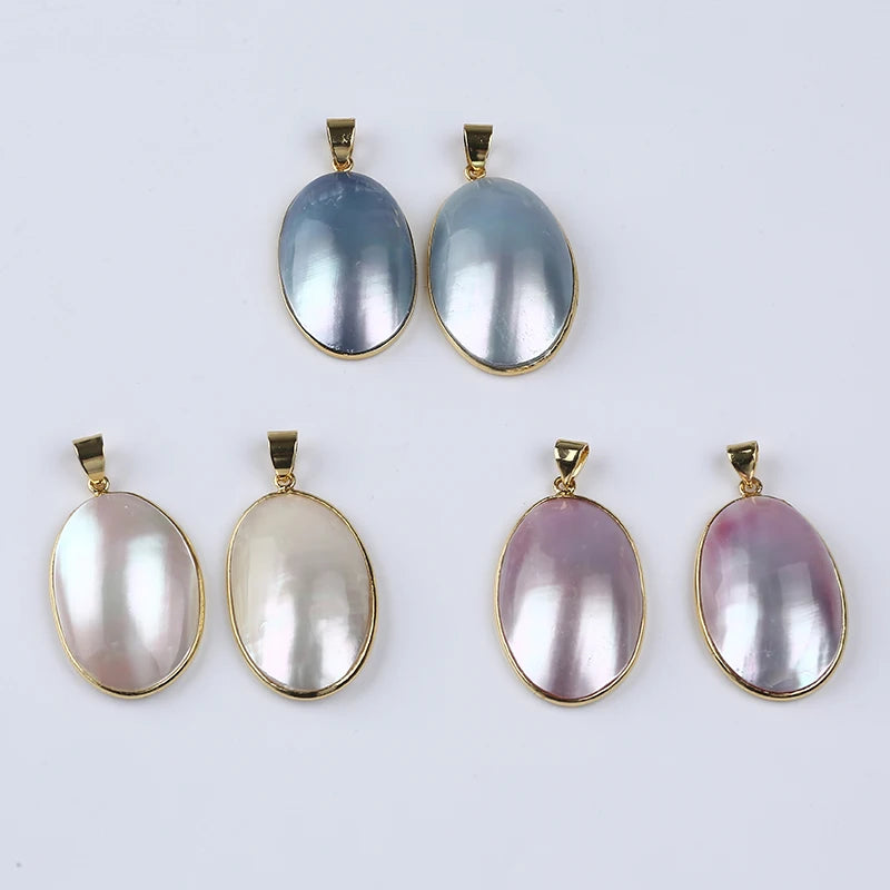 Fashion  Oval Shape Mabe Shell Gold Plated Pendant Diy Jewelry Accessory Making
